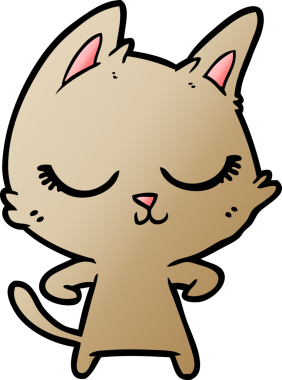 Bir insan tarafından çizilmiş sakin çizgi film kedisi.