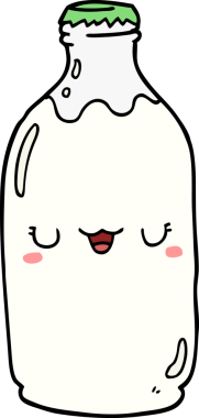 Bir insan tarafından çizilmiş şirin bir süt şişesi.