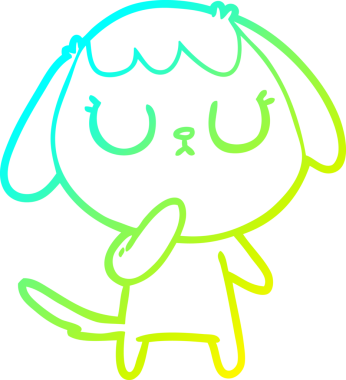 Bir insan tarafından çizilmiş şirin bir çizgi köpeğin soğuk gradyan çizgisi.