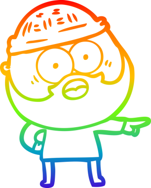 Gökkuşağı gradyan çizgi çizimi bir insan tarafından çizilmiş sakallı bir adamın çizimi