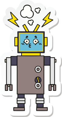 Bir insan tarafından çizilmiş şirin çizgi film robotunun çıkartması.