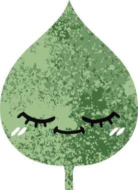 Bir insan tarafından çizilmiş dışavurumsal yaprağın retro çizim tarzı karikatürü