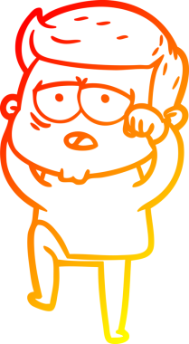 Bir insan tarafından çizilmiş, yorgun bir adamın çizgi çizimi.