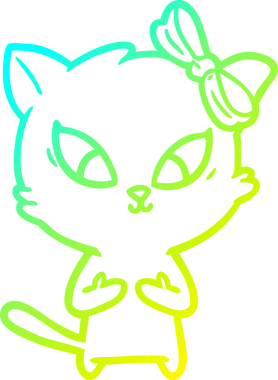 Bir insan tarafından çizilen çizgi film kedisinin soğuk gradyan çizgisi.