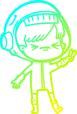 Bir insan tarafından çizilmiş iki parmağını kaldıran kızgın bir uzay kızı çizimi.