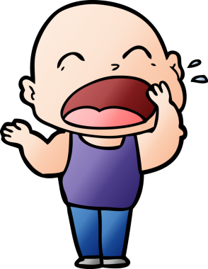 Bir insan tarafından çizilmiş kel adam diye bağıran çizgi film.