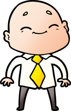 Bir insan tarafından çizilmiş mutlu, kel adam.