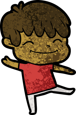 Bir insan tarafından çizilmiş mutlu çizgi film çocuğu.