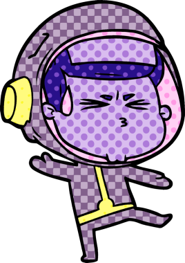 Çizgi film bir insan tarafından çizilmiş astronot.