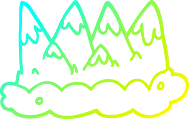 Bir insan tarafından çizilen çizgi film dağlarının soğuk gradyan çizgileri.