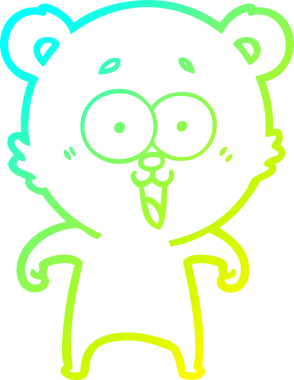 Bir insan tarafından çizilmiş gülen oyuncak ayı çizgi filmi.