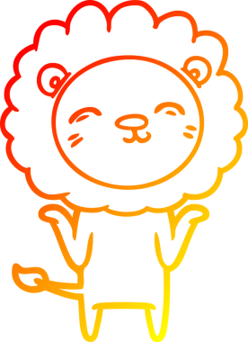 Bir insan tarafından çizilmiş karikatür aslanının sıcak çizgi çizimi