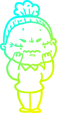 Bir çizgi film çizimi, bir insan tarafından çizilmiş yaşlı bir kadını rahatsız ediyordu.