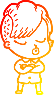 Bir insan tarafından çizilmiş güzel hippi bir çizgi film çizimi.