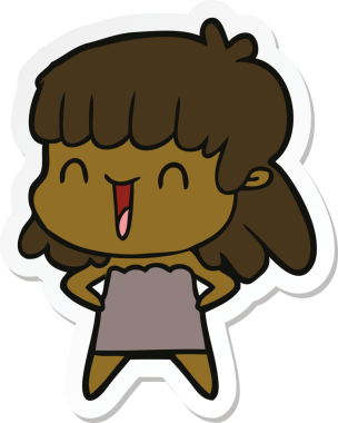 Bir insan tarafından çizilmiş bir karikatür kadının çıkartması.