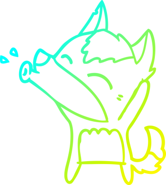 Bir insan tarafından çizilen uluyan kurt çizgi filminin soğuk gradyan çizimi