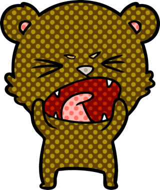 Bir insan tarafından çizilmiş kızgın çizgi film ayısı.