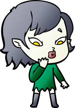 Bir insan tarafından çizilmiş şirin vampir kız çizgi filmi.