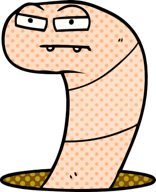 Bir insan tarafından çizilmiş bir solucan.