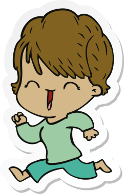 Bir insan tarafından çizilmiş gülen bir karikatür çıkartması.