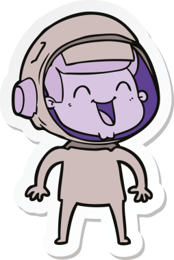 Bir insan tarafından çizilmiş mutlu bir astronotun çıkartması.