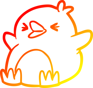 Bir insan tarafından çizilen karikatür pengueninin sıcak çizgi çizimi