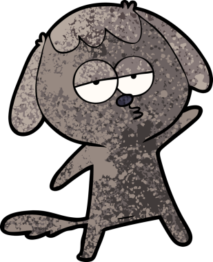 Bir insan tarafından çizilmiş, sıkılmış bir köpek.