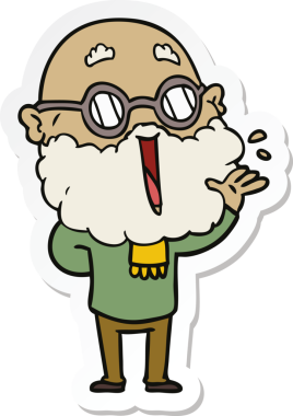 Bir insan tarafından çizilmiş sakallı neşeli bir adamın çıkartması.