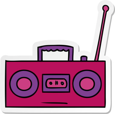 Bir insan tarafından çizilmiş bir kaset çaların el çizimi karikatür karikatürü.