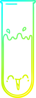 Bir çizgi filmin soğuk gradyan çizimi bir insan tarafından çizilmiş mutlu test tüpü.
