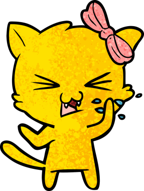 Bir insan tarafından çizilmiş çizgi film kedisi.