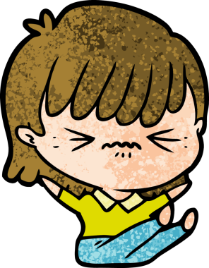 Sinirli çizgi film kızı bir insan tarafından çizilmiş.