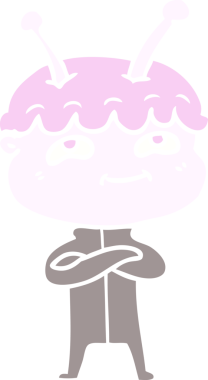 Bir insan tarafından çizilmiş düz renkli çizgi film uzay adamı.