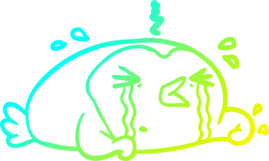 Bir insan tarafından çizilmiş ağlayan bir penguen çizgisi.