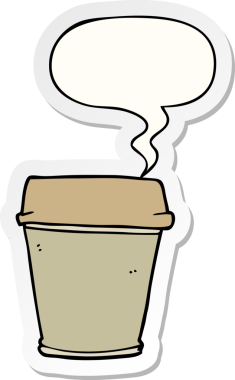 Bir insan tarafından çizilmiş konuşma kabarcığı etiketli kahveyi dışarı çıkar.