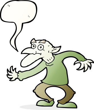 Bir insan tarafından çizilmiş konuşma balonu olan çizgi film cinleri.