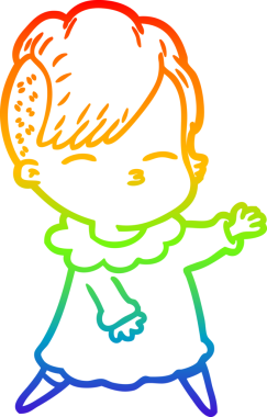 gökkuşağı gradyan çizimi bir çizgi film kızı bir insan tarafından çizilmiş.