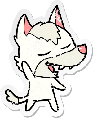 Bir insan tarafından çizilmiş bir karikatür kurdunun sıkıntılı çıkartması.