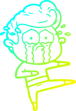 Bir insan tarafından çizilmiş ağlayan bir çizgi film karakteri çizimi.