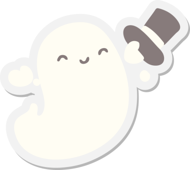 Bir insan tarafından çizilmiş silindir şapka etiketli hayalet.