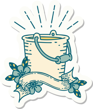 Bir insan tarafından çizilmiş dövme stili bir kova su.