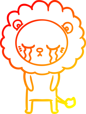 Bir insan tarafından çizilmiş, ağlayan bir aslanın sıcak çizgi çizgisi.