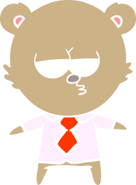 Ayı patron bir insan tarafından çizilmiş düz renk çizgi film