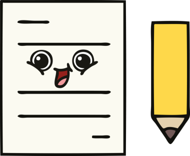 Bir insan tarafından çizilmiş bir test kağıdının sevimli karikatürü.