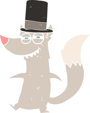 Bir insan tarafından çizilmiş küçük zengin kurdun düz renk çizimi