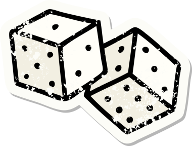 Bir insan tarafından çizilmiş şanslı zarların geleneksel stiliyle dövmesi.