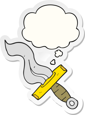 İnsan tarafından çizilmiş bir çıkartma olarak düşünce baloncuğu olan çizgi film hançeri.