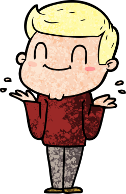 Bir insan tarafından çizilmiş çizgi film dostu bir adam.