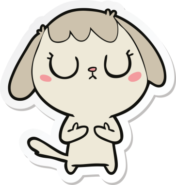 Bir insan tarafından çizilmiş şirin bir köpeğin çıkartması.