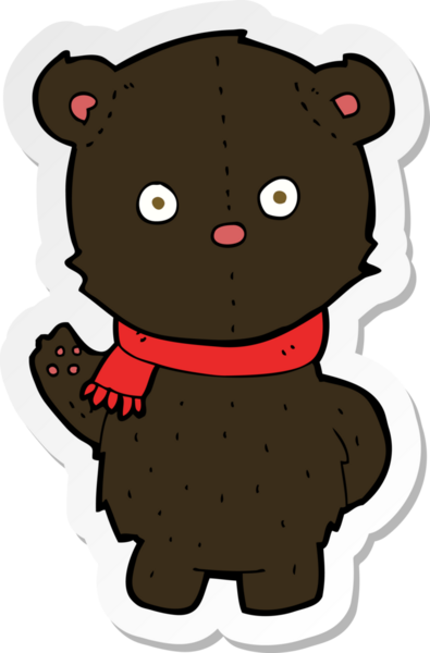 Bir insan tarafından çizilmiş siyah ayı yavrusu sallayan bir çizgi filmin çıkartması.